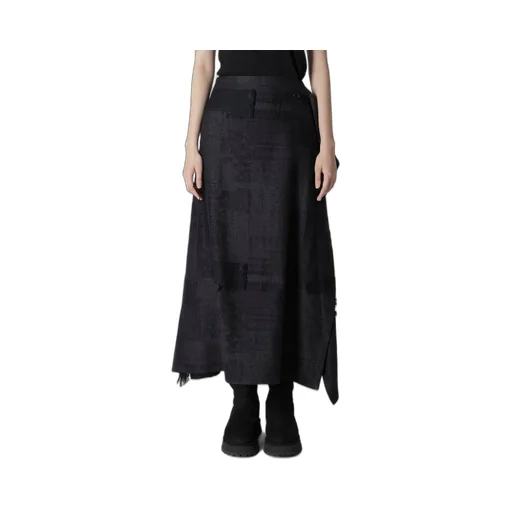 Patchwork Jacquard Wrap-Like Flare Skirt
