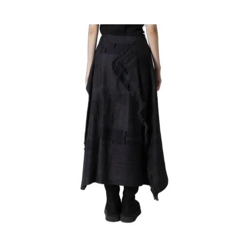 Patchwork Jacquard Wrap-Like Flare Skirt