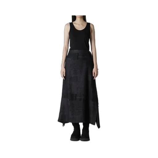 Patchwork Jacquard Wrap-Like Flare Skirt