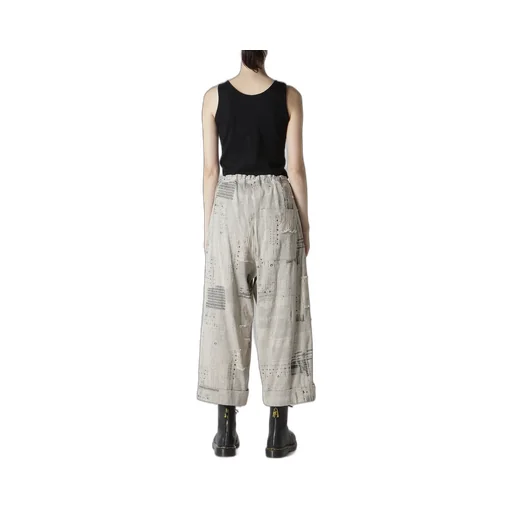 Patchwork Jq Front Tucked Pants