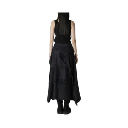 Patchwork Jacquard Wrap-Like Flare Skirt