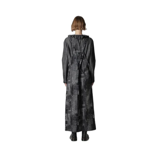 Patchwork Jacquard Front Gather Dress
