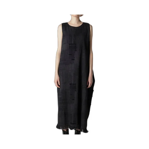 Patchwork Jacquard Asymmetric Sleeveless Dress