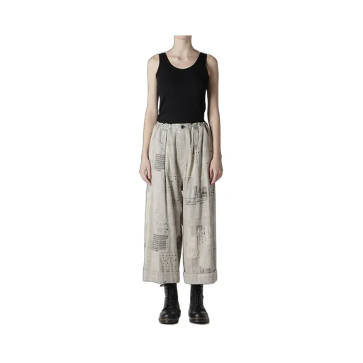 Patchwork Jq Front Tucked Pants