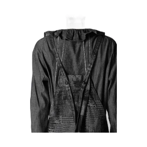 Patchwork Jacquard Front Gather Dress
