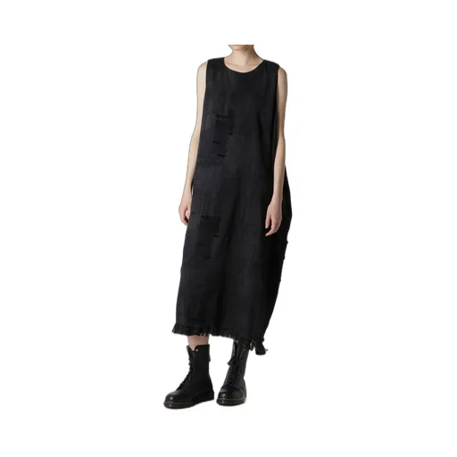 Patchwork Jacquard Asymmetric Sleeveless Dress