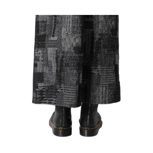 Patchwork Jacquard Front Gather Dress