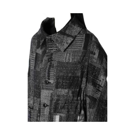 Patchwork Jacquard Off Collar Desgn Jacket