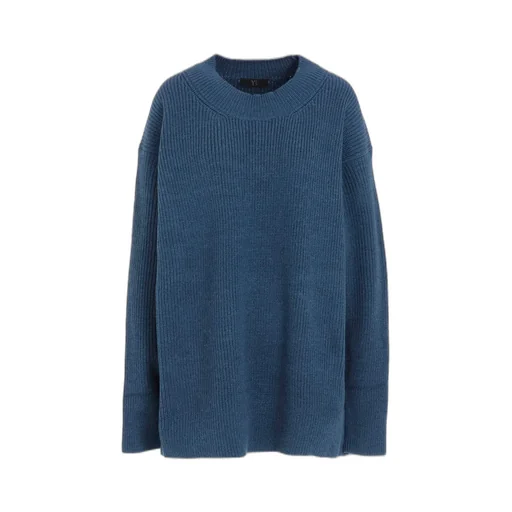 Big Round-Neck Knit Cardigan