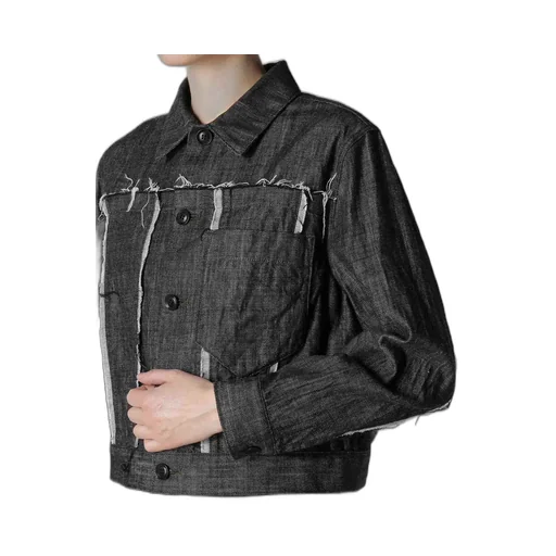 8Oz Untrimmed Panel Denim Jacket