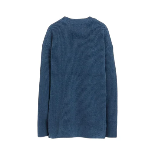 Big Round-Neck Knit Cardigan