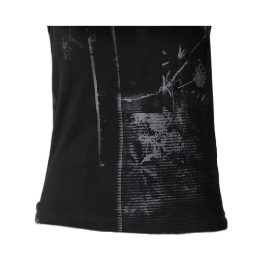 Blurry Flower Printted Round Neck Long Sleeve T