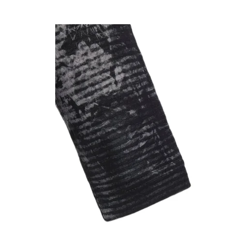 Blurry Flower Printted High Neck Long Sleeve T