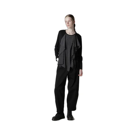 Cotton/Crepe De Chine Flare Round Neck T