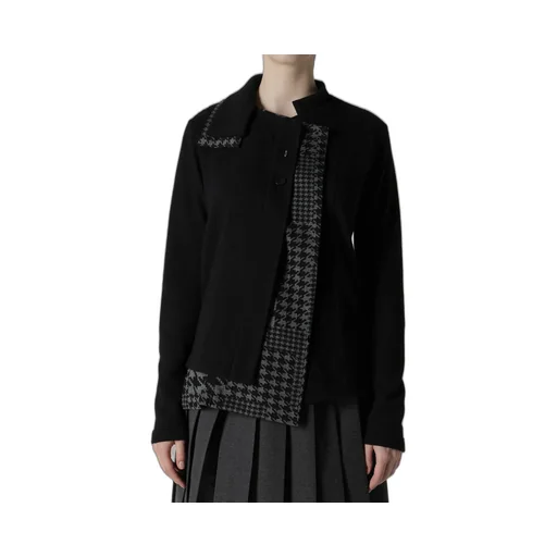 W/Ny Jersey Unbalanced Collar Cardigan