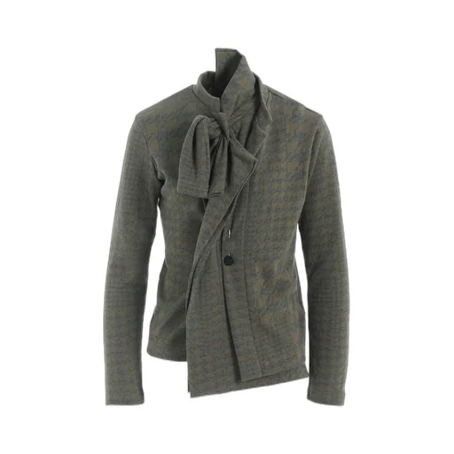 Houndstooth Unbalanced Ribbon Cardigan
