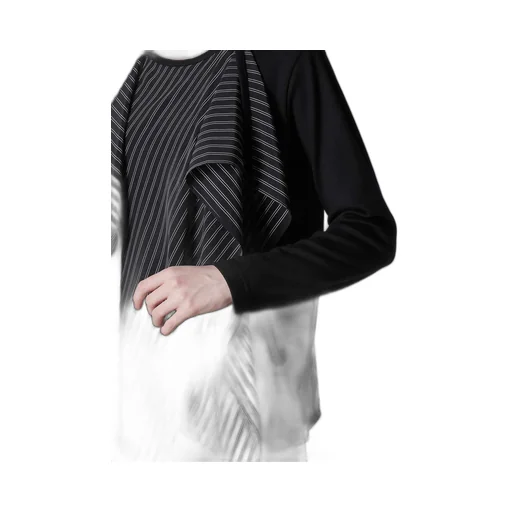 Cotton/Crepe De Chine Flare Round Neck T