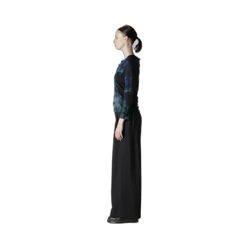 Blurry Flower Printted Off Neck Buttoned Cardigan