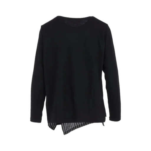 Cotton/Crepe De Chine Flare Round Neck T