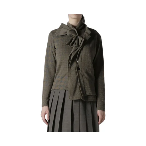Houndstooth Unbalanced Ribbon Cardigan
