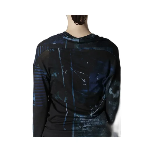 Blurry Flower Printted Off Neck Buttoned Cardigan