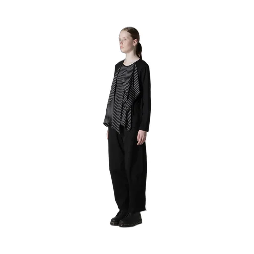 Cotton/Crepe De Chine Flare Round Neck T