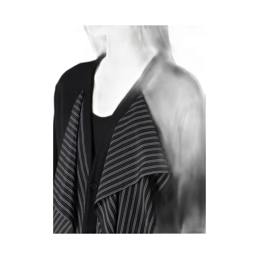 Cotton/Crepe De Chine Flare 3-Button Cardigan