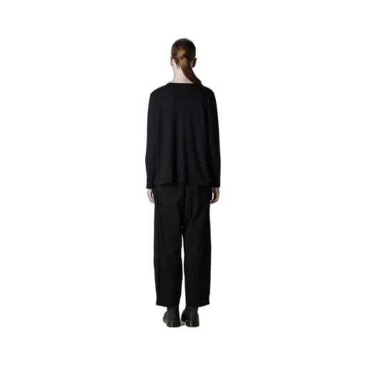 Cotton/Crepe De Chine Flare Round Neck T