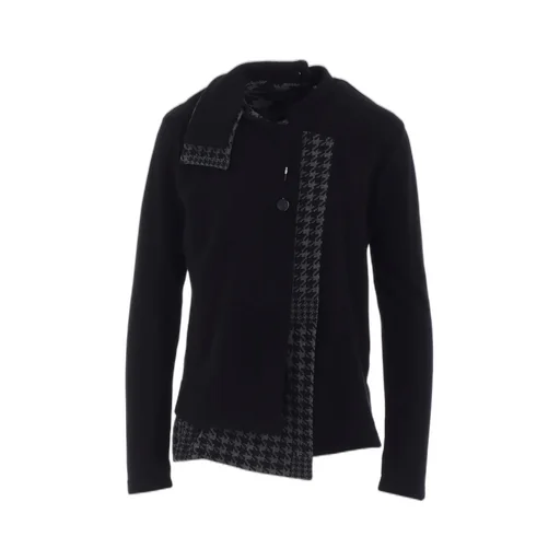 W/Ny Jersey Unbalanced Collar Cardigan