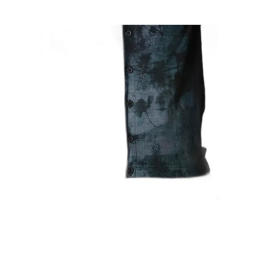 Blurry Flower Printted Off Neck Buttoned Cardigan