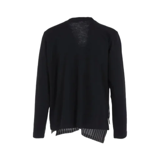 Cotton/Crepe De Chine Flare 3-Button Cardigan