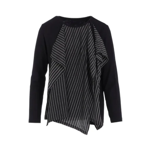 Cotton/Crepe De Chine Flare Round Neck T