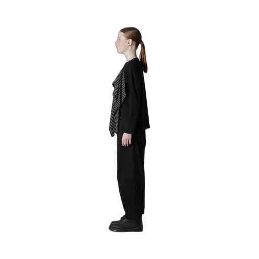 Cotton/Crepe De Chine Flare Round Neck T
