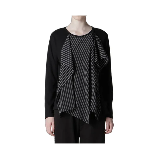 Cotton/Crepe De Chine Flare Round Neck T