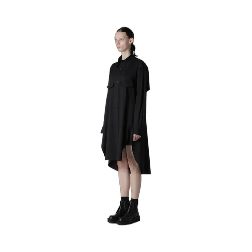 Wool Brend Twill Military Shirt Dress
