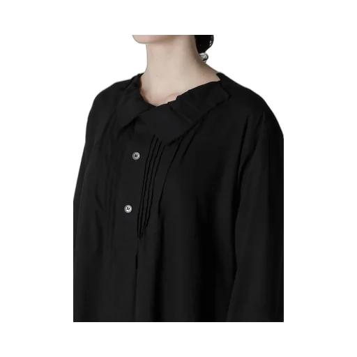 Cotton Viyella Pintuck Asymmeteric Blouse
