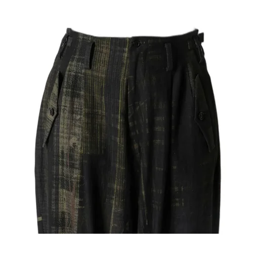 Faded Plaid 6Oz Denim Double Tuck Wide Pants