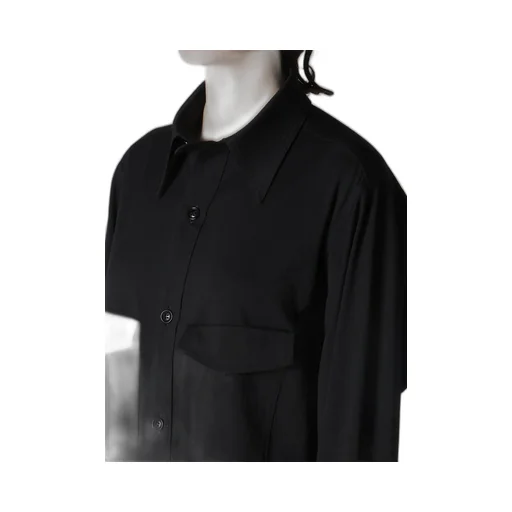 Wool Brend Twill Military Shirt Dress