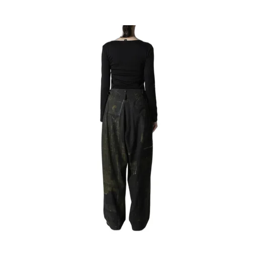 Faded Plaid 6Oz Denim Double Tuck Wide Pants
