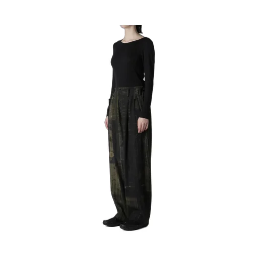 Faded Plaid 6Oz Denim Double Tuck Wide Pants