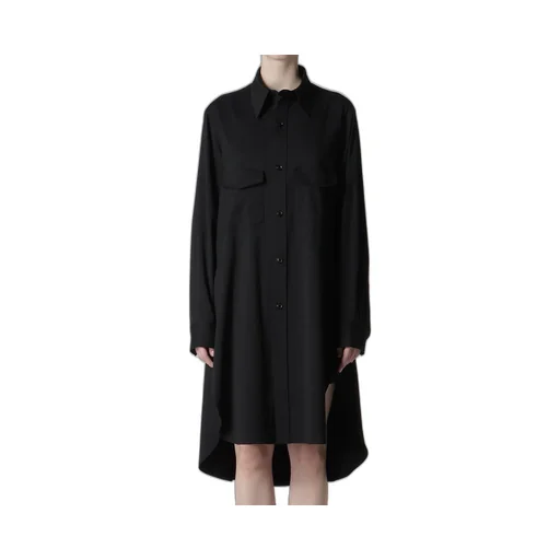 Wool Brend Twill Military Shirt Dress