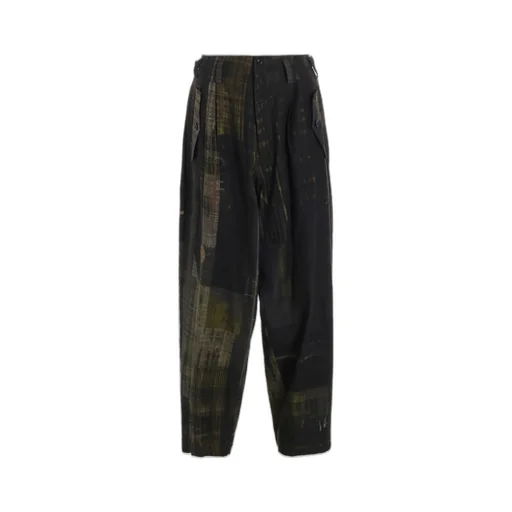 Faded Plaid 6Oz Denim Double Tuck Wide Pants