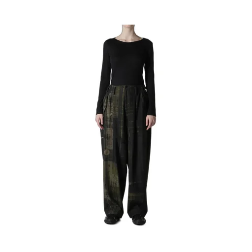 Faded Plaid 6Oz Denim Double Tuck Wide Pants