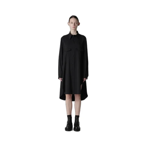 Wool Brend Twill Military Shirt Dress