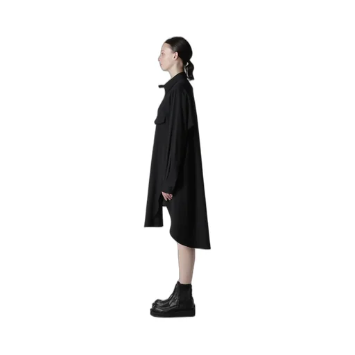 Wool Brend Twill Military Shirt Dress