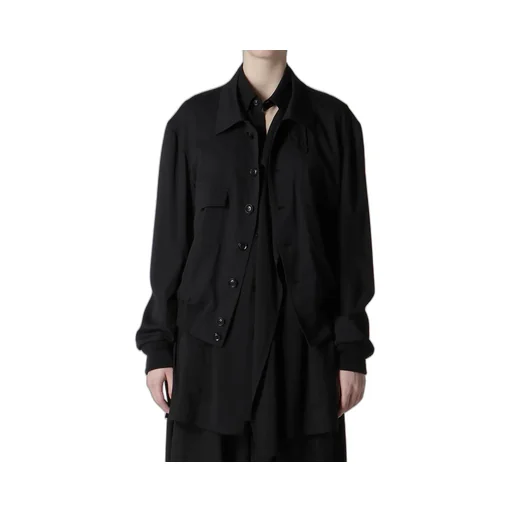 Wool Brend Twill Shirt Collar Blouson