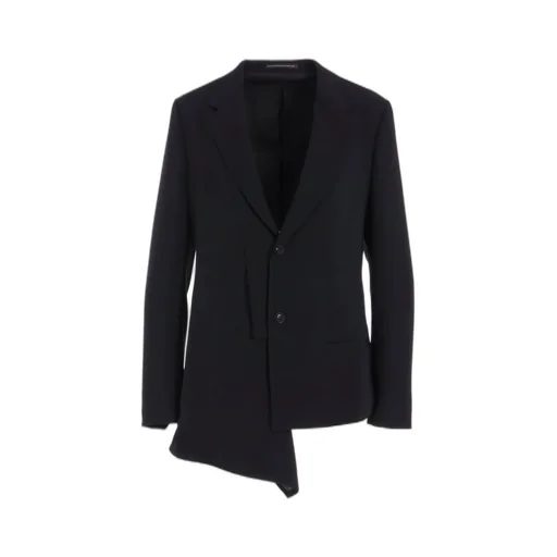 Wool Serge Right Cloth Asymmeteric Jacket