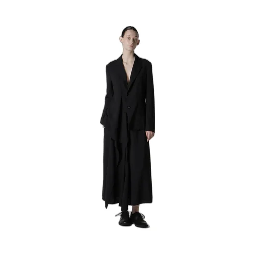 Wool Serge Right Cloth Asymmeteric Jacket
