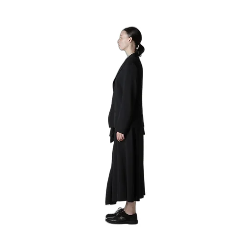 Wool Serge Right Cloth Asymmeteric Jacket