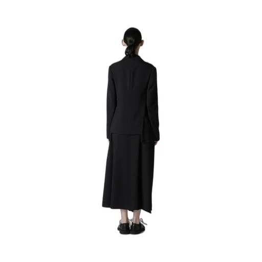 Wool Serge Right Cloth Asymmeteric Jacket